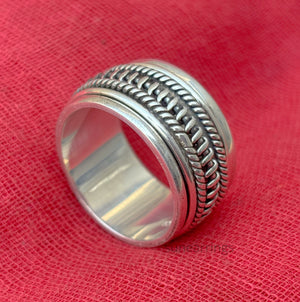 925 Sterling Silver Spinner Band Ring, Meditation Thumb Ring, Braided Spinner Fidget Ring, Statement Ring, Handmade Oxide Spinner Ring 925 Sterling Silver Spinner Band Ring, Meditation Thumb Ring, Braided Spinner Fidget Ring, Statement Ring, Handmade Oxide Spinner Ring