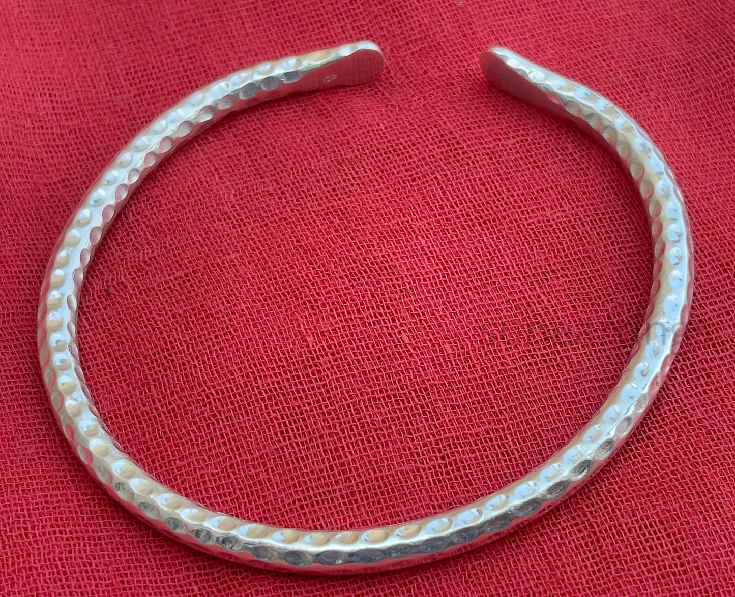 Hammered Cuff Bangle, Solid 925 Sterling Silver, Handmade Rounded Cuff Bracelets, 4mm Round Thickness Bangles, Adjustable Cuff Bracelets, Gift For Her