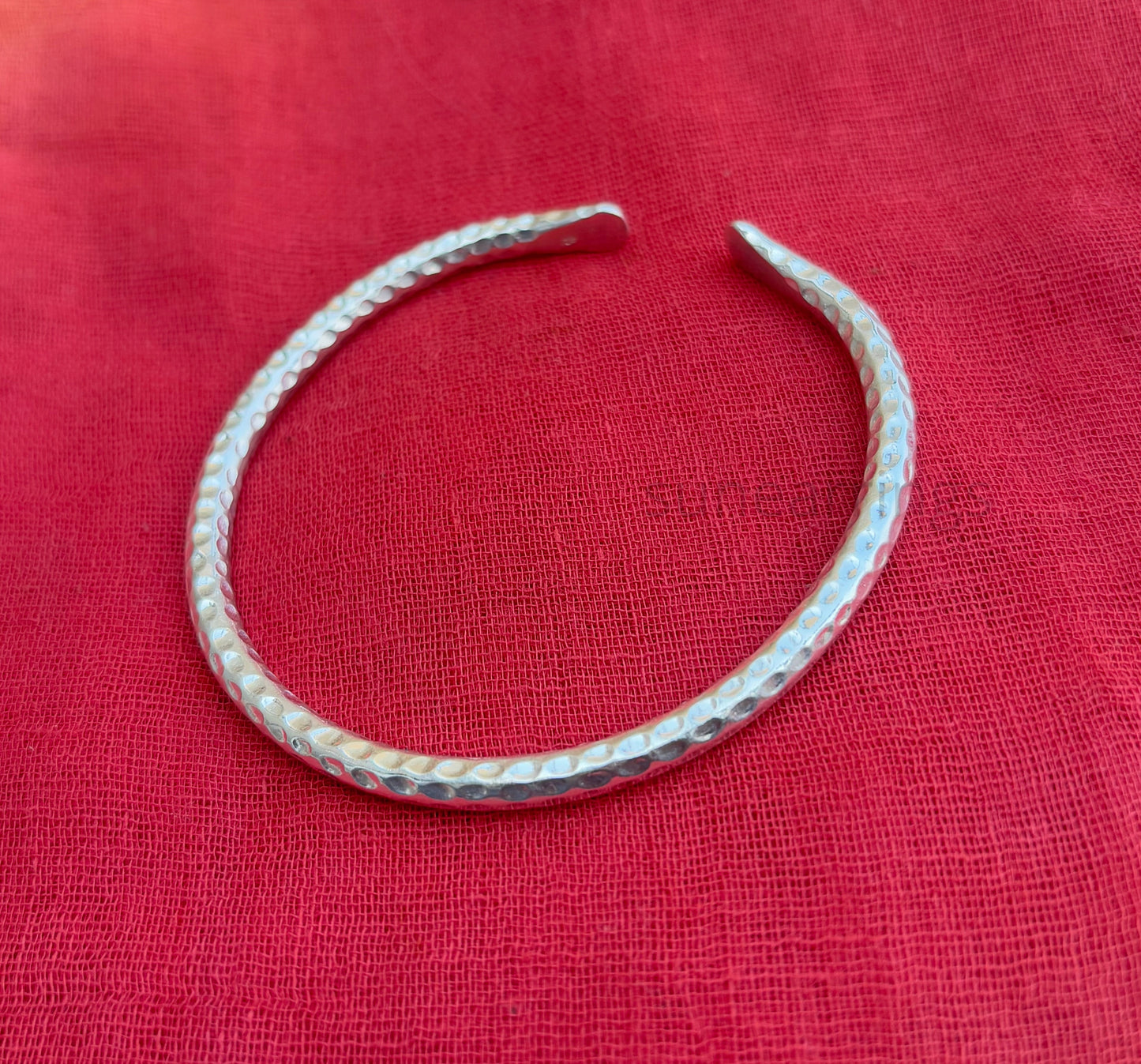 Hammered Cuff Bangle, Solid 925 Sterling Silver, Handmade Rounded Cuff Bracelets, 4mm Round Thickness Bangles, Adjustable Cuff Bracelets, Gift For Her