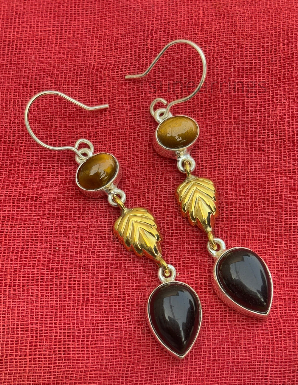 Dangling Women Earrings, 925 Sterling Silver With Brass Earrings, Handmade Earrings, Statement Earrings, Teardrop Earrings, Multi Stone Earrings, Gift For Her