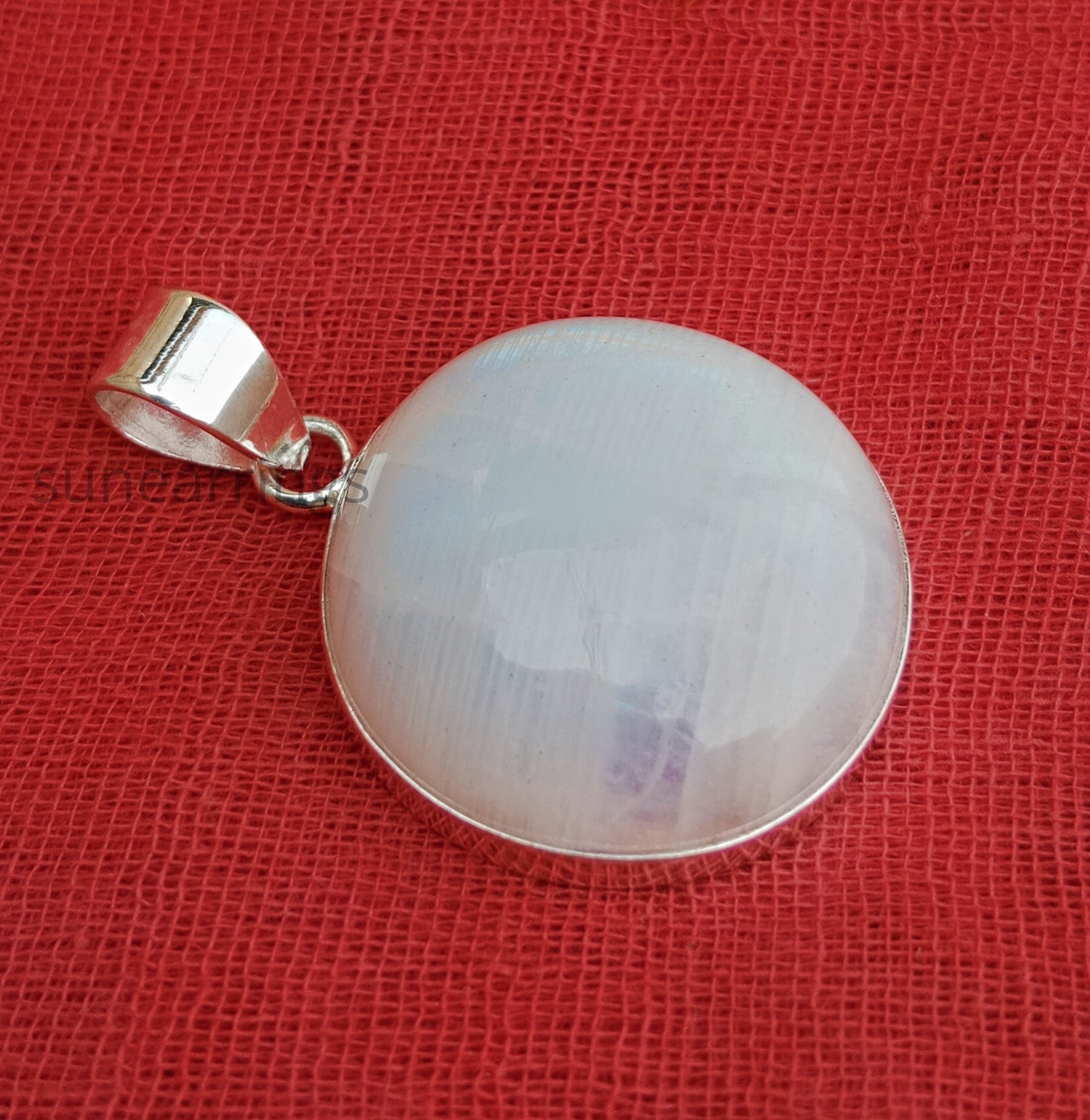 22mm Round Moonstone Pendant, Rainbow Moonstone Pendant For Her, Statement Pendant, Dangling Pendant, Handmade Pendant,