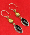 Natural Black Onyx Earrings-925 Sterling Silver With Brass Earrings-Handmade Statement Earrings-Dangling Marquise Earrings-Women Earrings-Gift For Her
