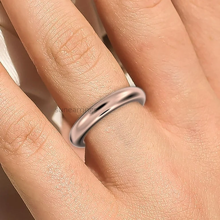 Plain Round Band Ring-4mm Solid Round Thick Band Ring-925 Sterling Silver Band Ring-Statement Ring-Gift For Her-Sun Earrings