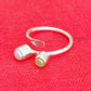 Silver Stackable Ring-925 Sterling Silver Adjustable Ring-Multi Gemstone Ring-Gift For Her-5mm Round Opal & Pearl Gemstone Ring-Minimalist Dainty Ring-Statement Ring