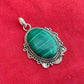 Oval Shape Pendant, Malachite Gemstone Pendant, 925 Sterling Silver Pendant For Her, Handmade Designer Pendant, Dangling Pendant, Green Malachite Gemstone