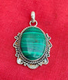Oval Shape Pendant, Malachite Gemstone Pendant, 925 Sterling Silver Pendant For Her, Handmade Designer Pendant, Dangling Pendant, Green Malachite Gemstone