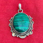 Oval Shape Pendant, Malachite Gemstone Pendant, 925 Sterling Silver Pendant For Her, Handmade Designer Pendant, Dangling Pendant, Green Malachite Gemstone
