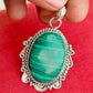 Oval Shape Pendant, Malachite Gemstone Pendant, 925 Sterling Silver Pendant For Her, Handmade Designer Pendant, Dangling Pendant, Green Malachite Gemstone