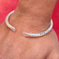 Hammered Cuff Bangle, Solid 925 Sterling Silver, Handmade Rounded Cuff Bracelets, 4mm Round Thickness Bangles, Adjustable Cuff Bracelets, Gift For Her