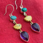 Women Dangling Earrings Double Gemstone Earrings For Women, Mixed Metal Earrings, Handmade Earrings, Gift For Her, Teadrop Gemstone Earrings, Drop Earrings
