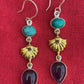 Women Dangling Earrings Double Gemstone Earrings For Women, Mixed Metal Earrings, Handmade Earrings, Gift For Her, Teadrop Gemstone Earrings, Drop Earrings