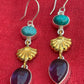 Women Dangling Earrings Double Gemstone Earrings For Women, Mixed Metal Earrings, Handmade Earrings, Gift For Her, Teadrop Gemstone Earrings, Drop Earrings