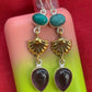 Women Dangling Earrings Double Gemstone Earrings For Women, Mixed Metal Earrings, Handmade Earrings, Gift For Her, Teadrop Gemstone Earrings, Drop Earrings