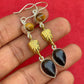 Dangling Women Earrings, 925 Sterling Silver With Brass Earrings, Handmade Earrings, Statement Earrings, Teardrop Earrings, Multi Stone Earrings, Gift For Her