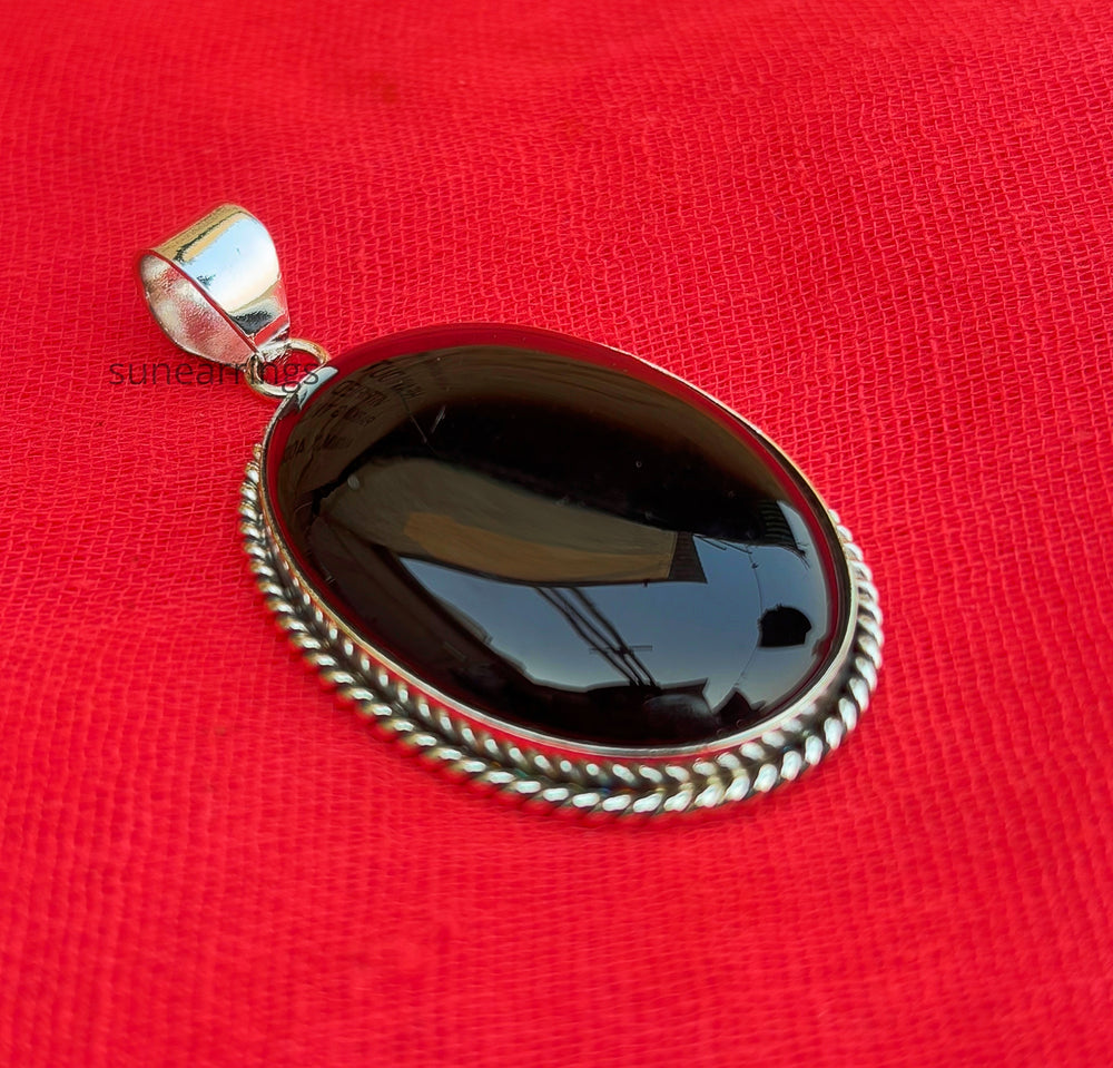Black Onyx Oval Gemstone Pendant, Women Pendant, Large Oval Pendant 25X35 Oval Size Gemstone Pendant, Handmade Jewelry, Natural Gemstone Pendant,