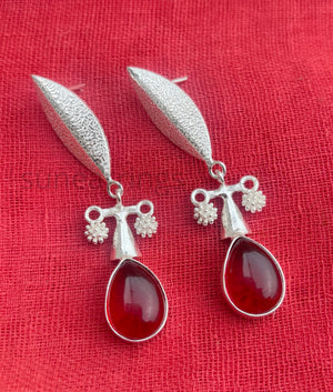 Teardrop Garnet Gemstone Earrings, Handmade 925 Sterling Silver Earrings For Women, 10x14mm Teardrop Red Garnet Earrings, Dangling Fidget Balls Earrings, Gift For Her