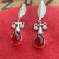 Teardrop Garnet Gemstone Earrings, Handmade 925 Sterling Silver Earrings For Women, 10x14mm Teardrop Red Garnet Earrings, Dangling Fidget Balls Earrings, Gift For Her