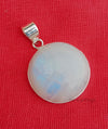 22mm Round Moonstone Pendant, Rainbow Moonstone Pendant For Her, Statement Pendant, Dangling Pendant, Handmade Pendant,