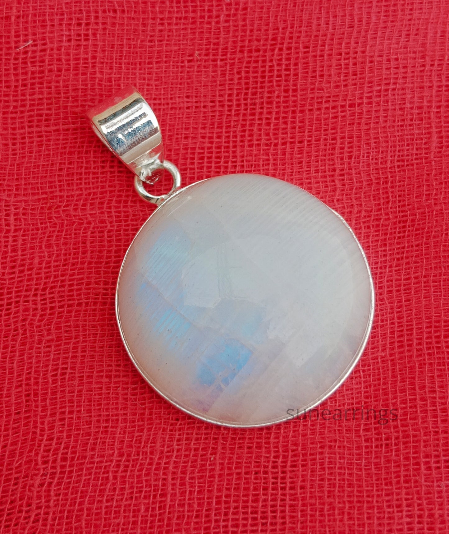 22mm Round Moonstone Pendant, Rainbow Moonstone Pendant For Her, Statement Pendant, Dangling Pendant, Handmade Pendant,