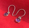 8mm Round Stone Amethyst Earrings-925 Sterling Silver Dangle Earrings-Handmade Simple Earrings-Statement Earrings-Gift For Her