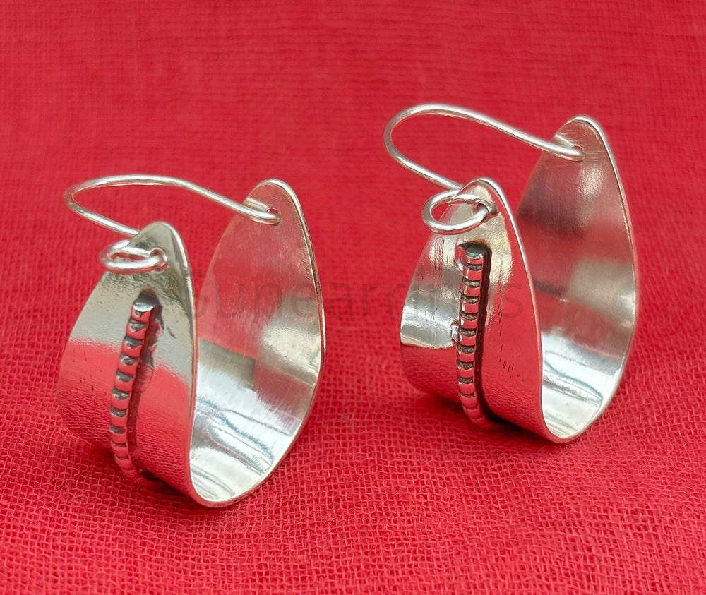 925 Sterling Silver Hoops Earrings-Half Coil Hoops Earrings-Handmade Silver Earrings For Women-Statement Hoops Earrings-Gift For Her