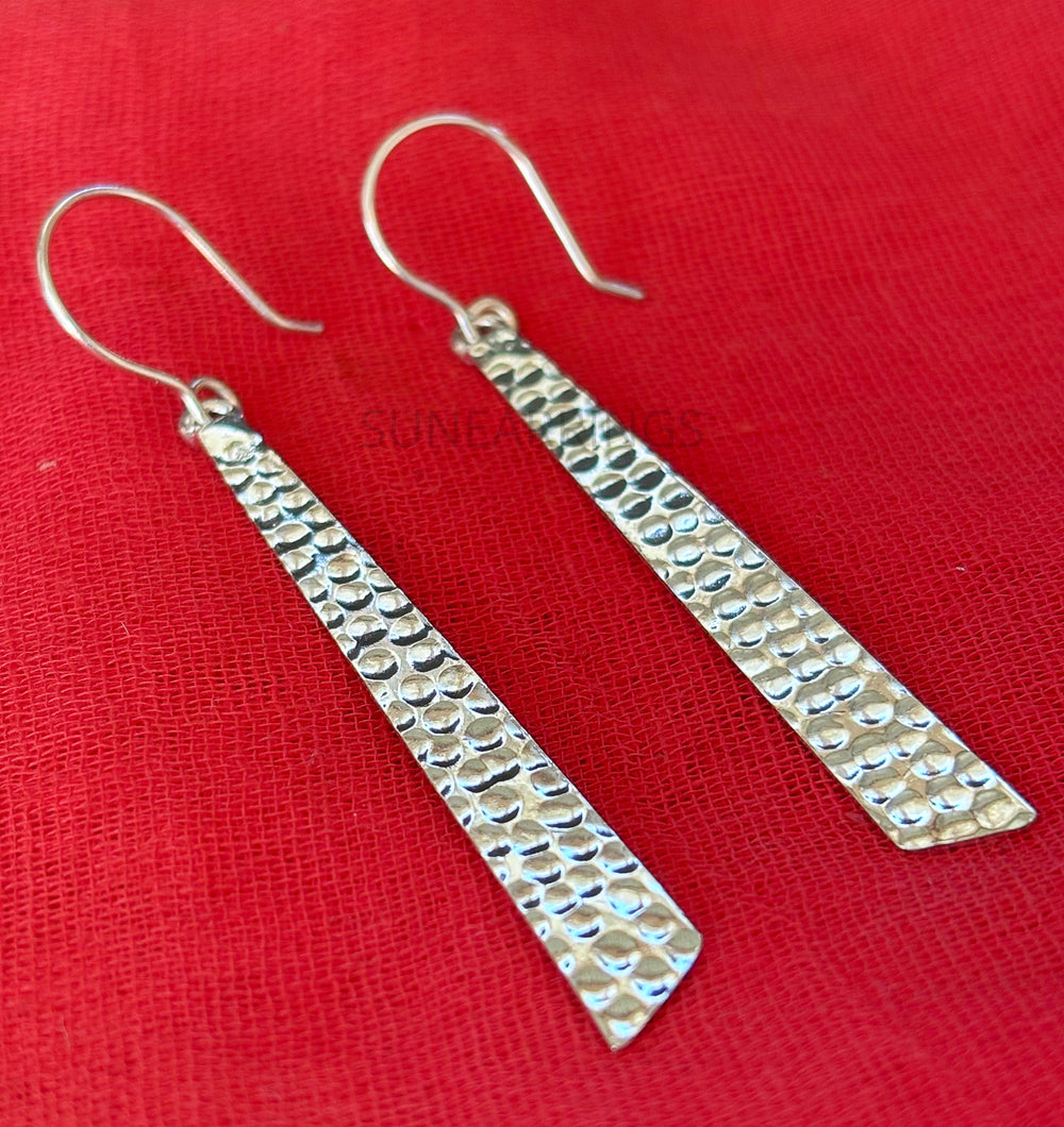 Hammered Long Shield Earrings-925 Sterling Silver Long Earrings-Dangling Earrings-Handmade Women Earrings-Statement Earrings-Gift For Her